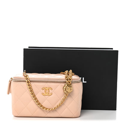 Chanel Lambskin Quilted Sweet Camellia Small Vanity Case With Chain Pink 11 of 11
