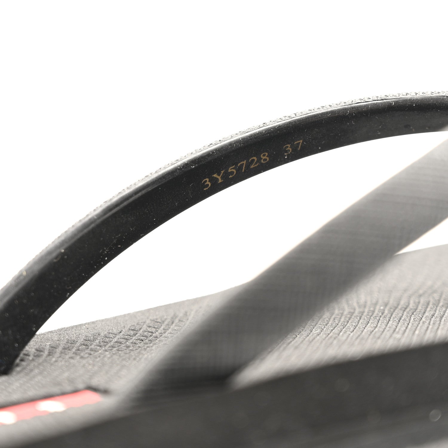 Prada Saffiano Rubber Metal Triangle Thong Sandals 37 Black 9 of 12