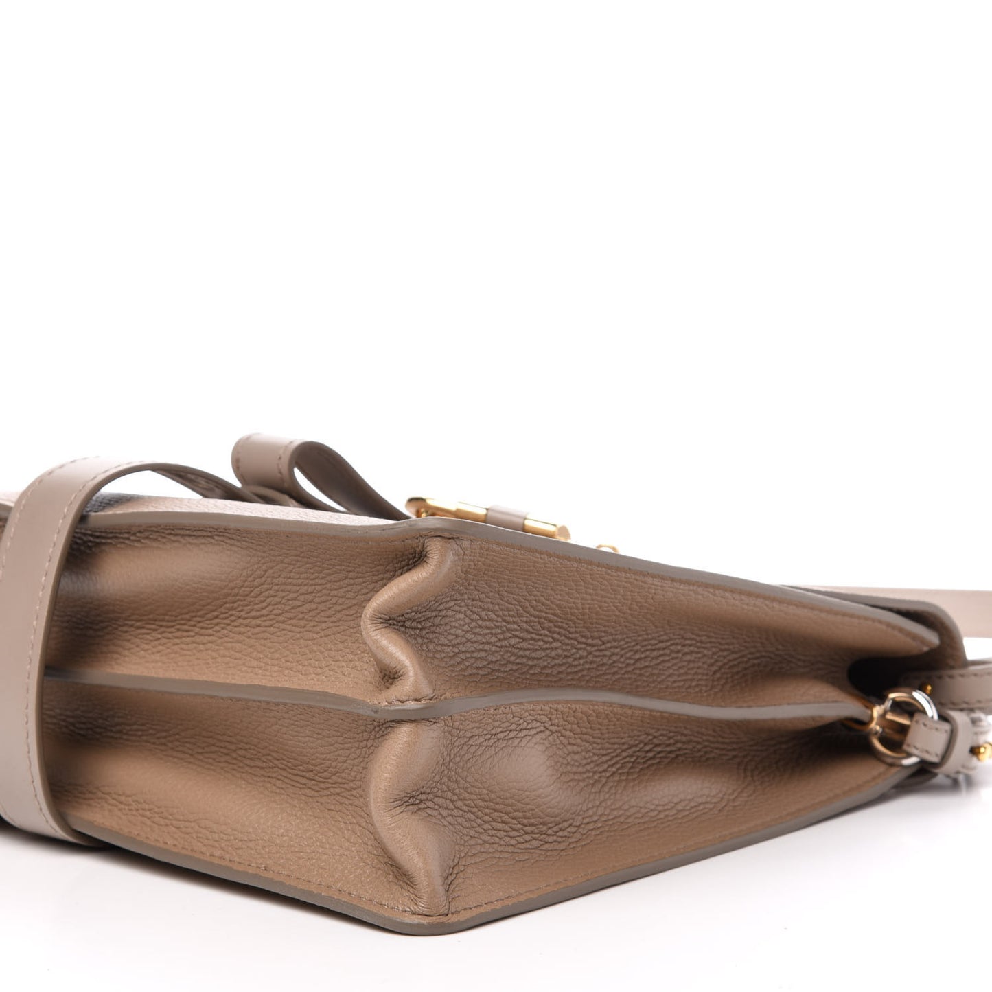 Grained Deerskin Shiny Calfskin Large Aby Day Shoulder Bag Motty Grey