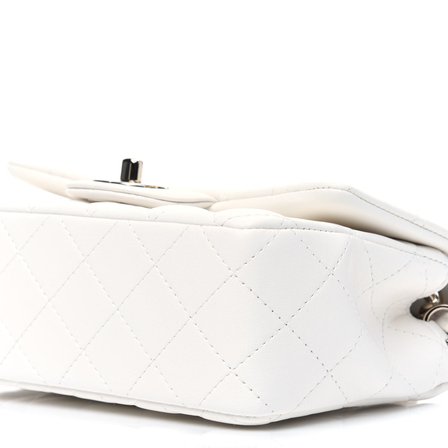 Lambskin Quilted Mini Rectangular Flap White