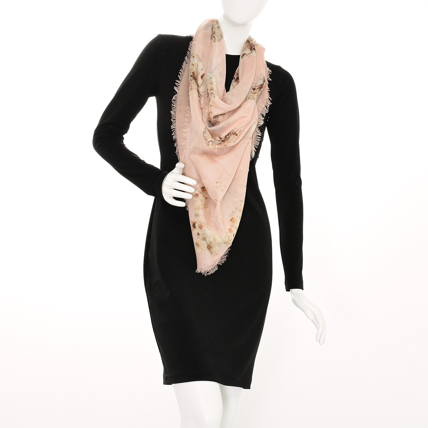 Alexander McQueen Modal Silk Flower Skull Scarf Peach 2 of 5