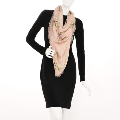 Alexander McQueen Modal Silk Flower Skull Scarf Peach 2 of 5