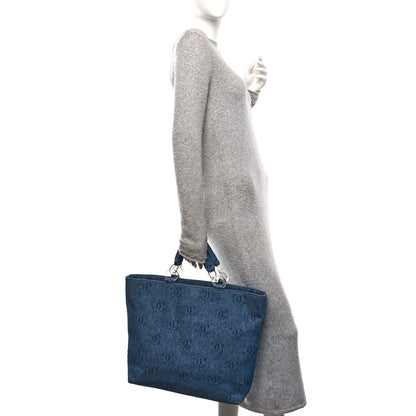 Chanel Denim Large CC Tote Dark Navy Blue 2 of 11