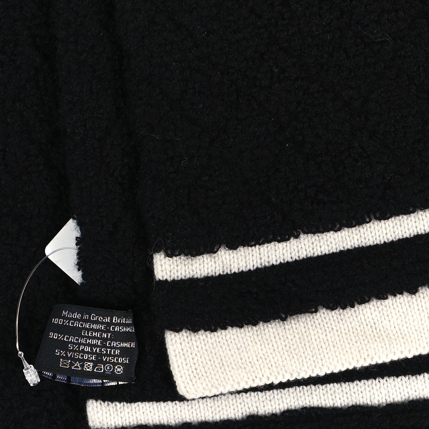 Chanel Cashmere Blend Knit CC Scarf Black White 3 of 3