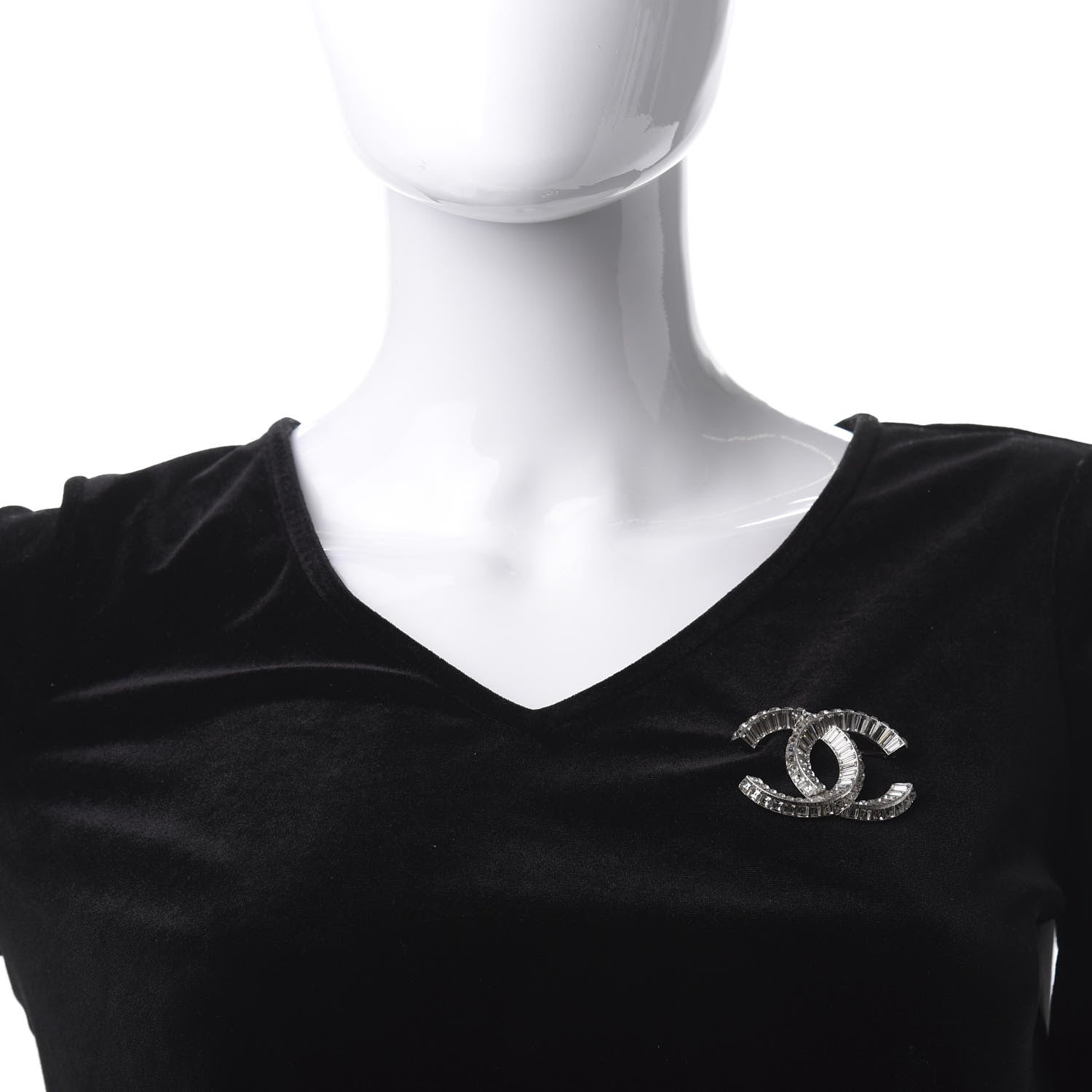 Chanel Baguette Crystal CC Brooch Silver 2 of 5
