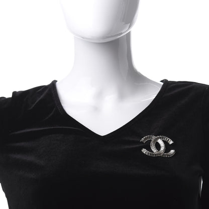 Chanel Baguette Crystal CC Brooch Silver 2 of 5