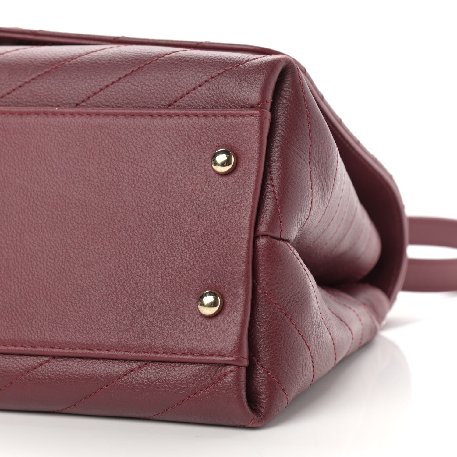 Chanel Grained Calfskin Stitched Chevron Medium Chic Top Handle Flap Red 10 of 17