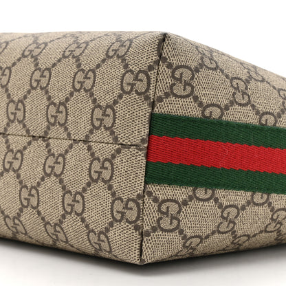 Gucci GG Supreme Monogram Textured Calfskin Web Super Mini Ophidia Shoulder Bag Beige Ebony New Acero 9 of 10