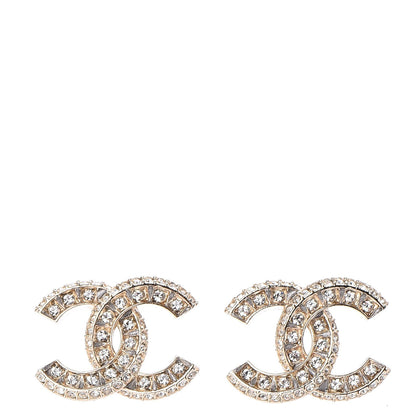 Chanel Crystal CC Earrings Gold 1 of 5