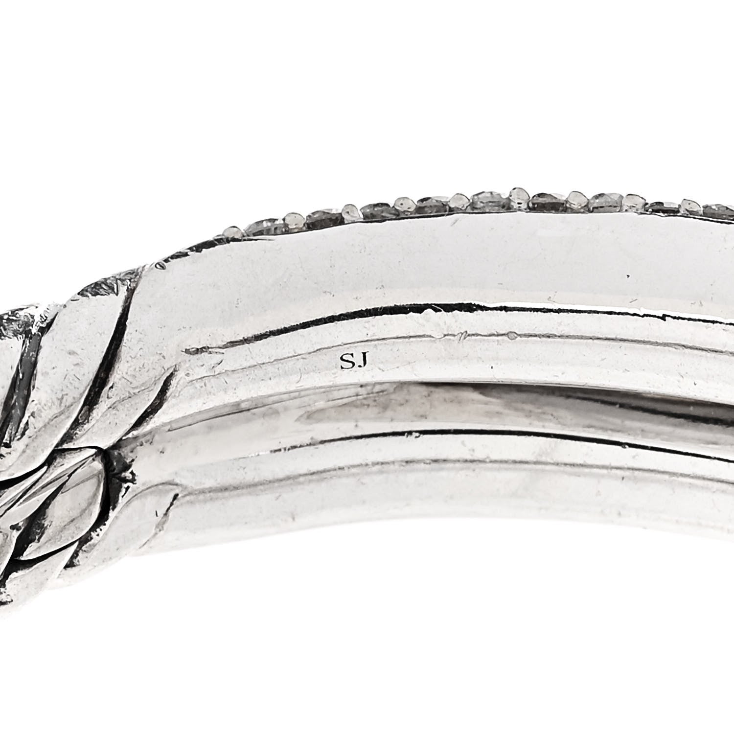 David Yurman Sterling Silver Diamond Pave 10mm Single Loop Labyrinth Bracelet 4 of 4
