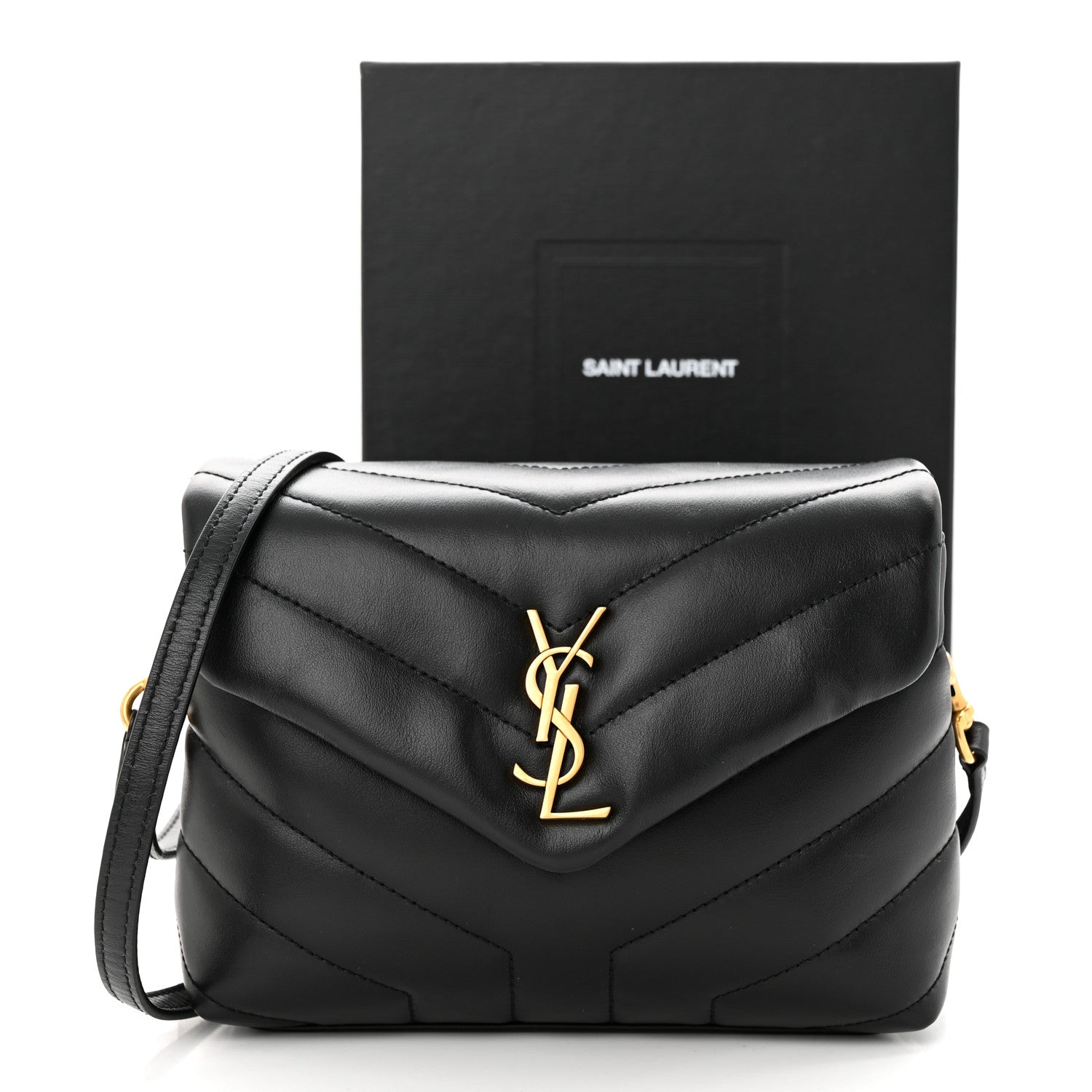 Saint Laurent Calfskin Y Quilted Monogram Toy Loulou Crossbody Bag Black 11 of 11