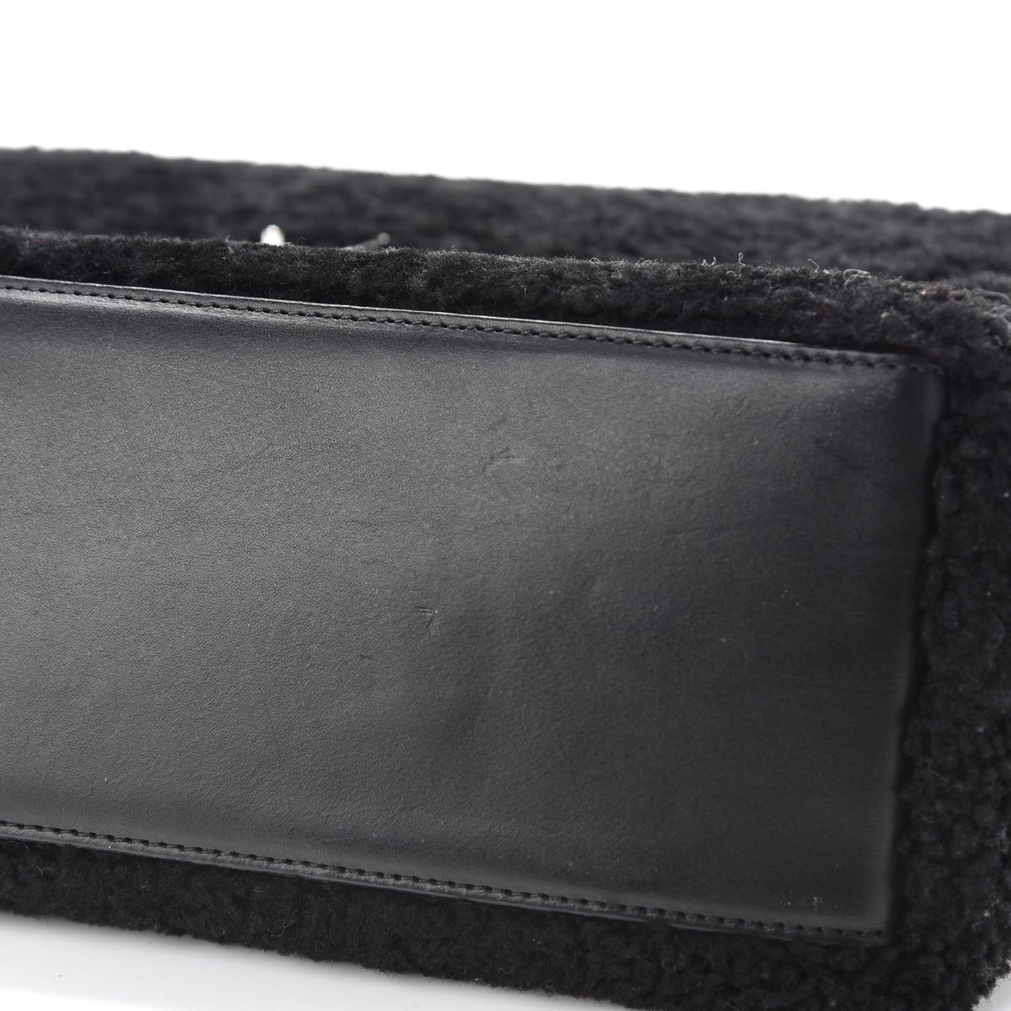 Shearling Monogram Medium Loulou Shoulder Bag Black