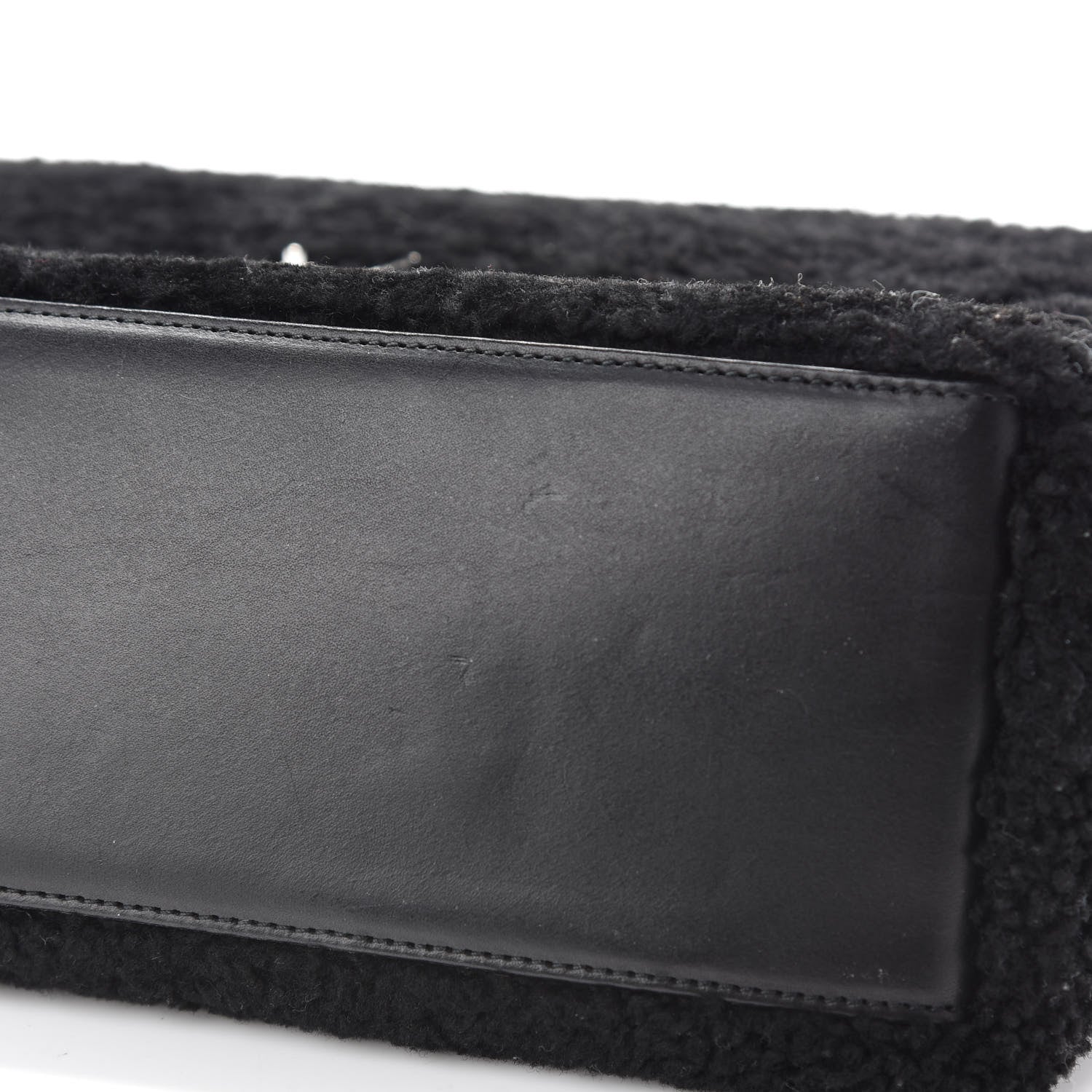 Saint Laurent Shearling Monogram Medium Loulou Shoulder Bag Black 11 of 12