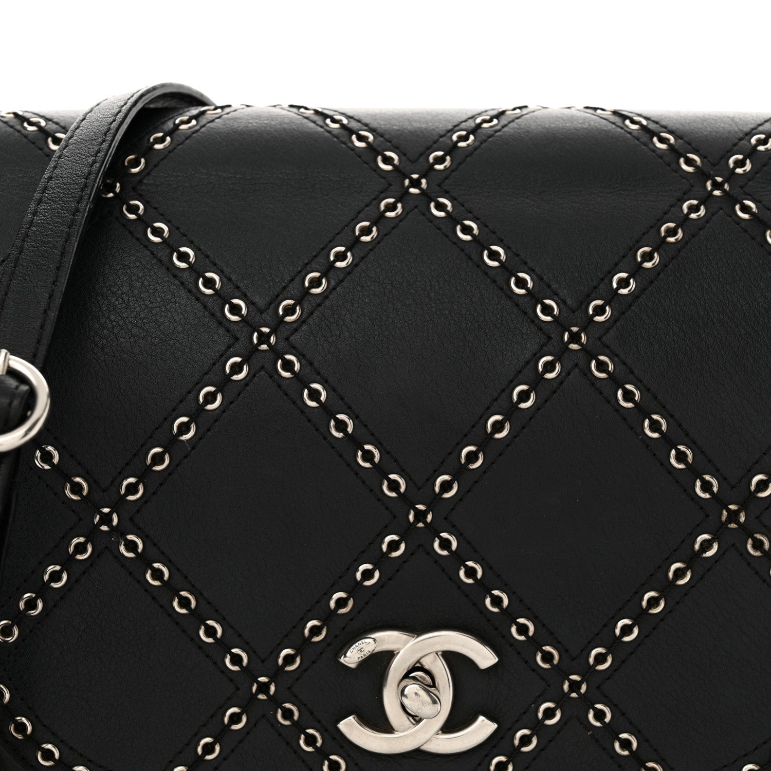 Chanel Calfskin Coco Eyelets Small Flap Bag Black 8 of 11