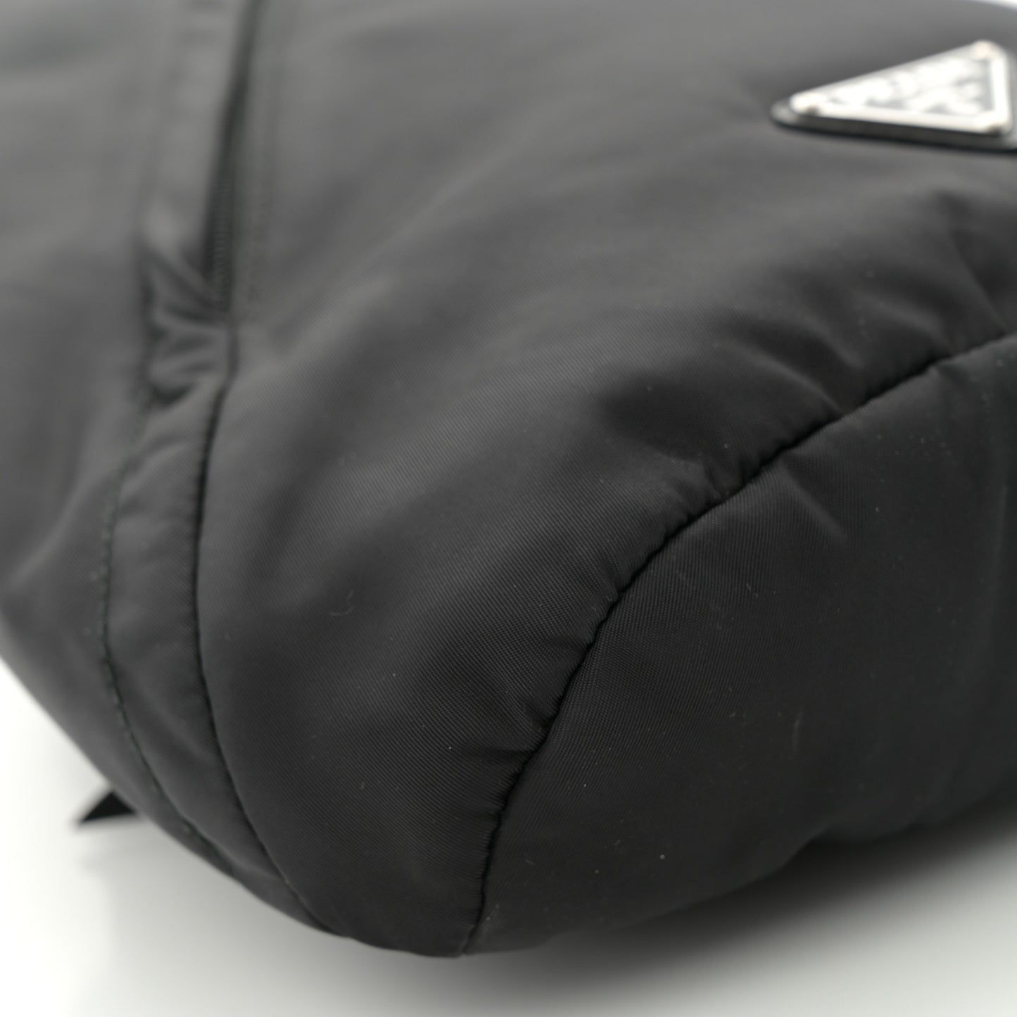 Re-Nylon Vitello Metal Triangle Logo Sling Backpack Black