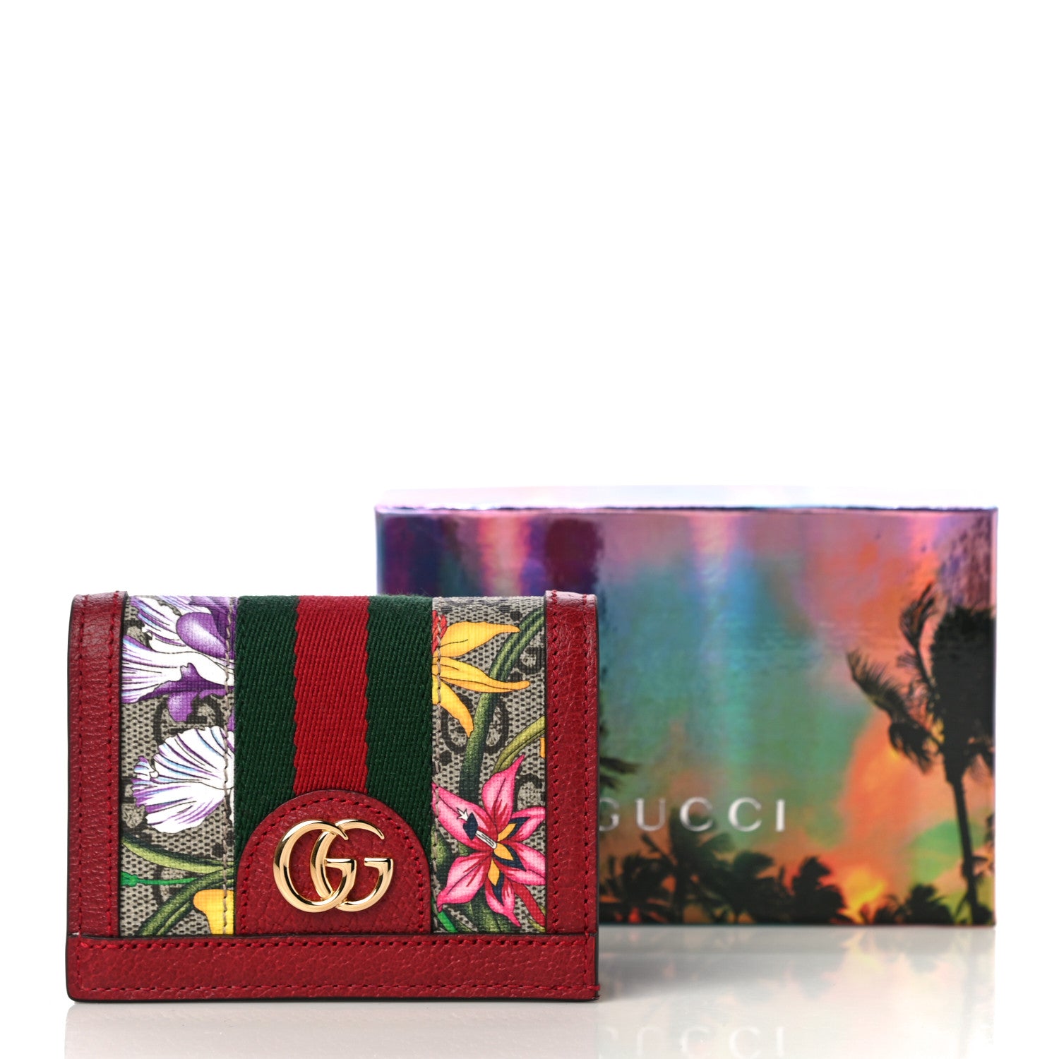Gucci GG Supreme Monogram Flora Web Ophidia Card Case Red 11 of 11