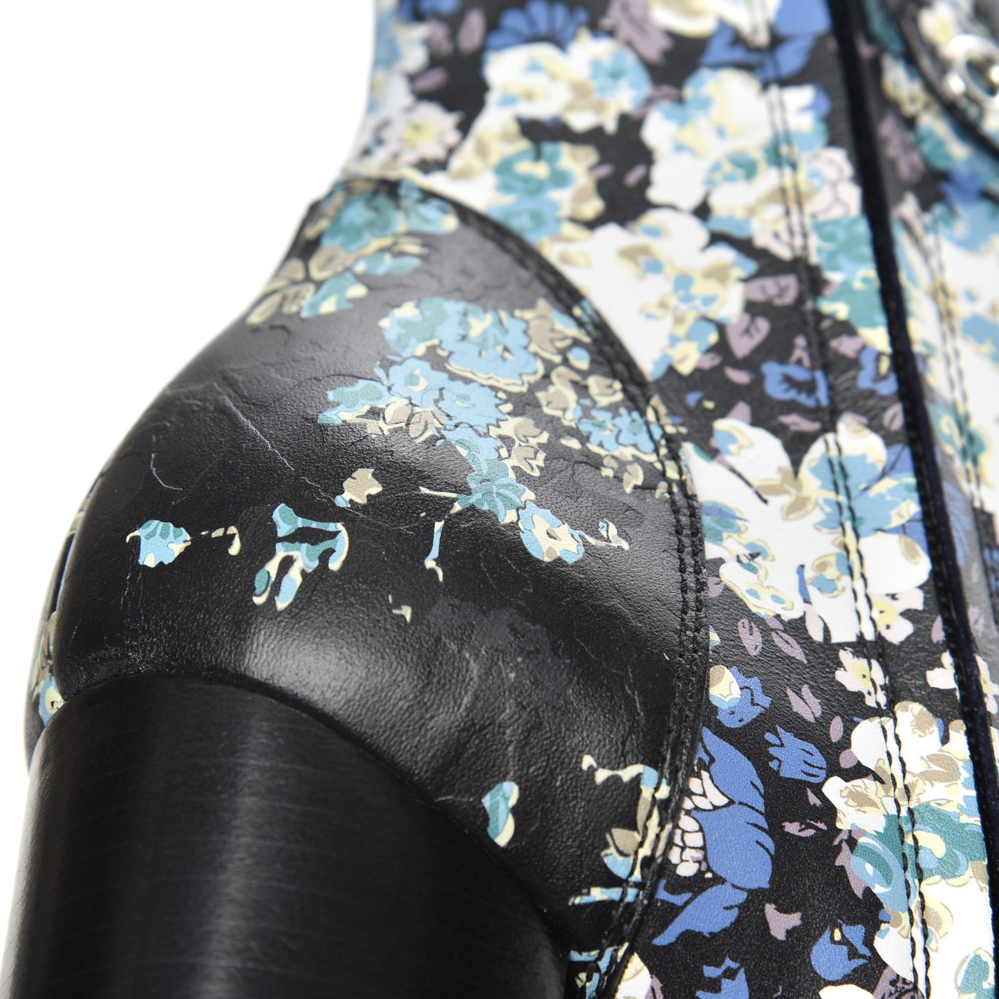 Calfskin Floral Star Trail Ankle Boots 40 Black
