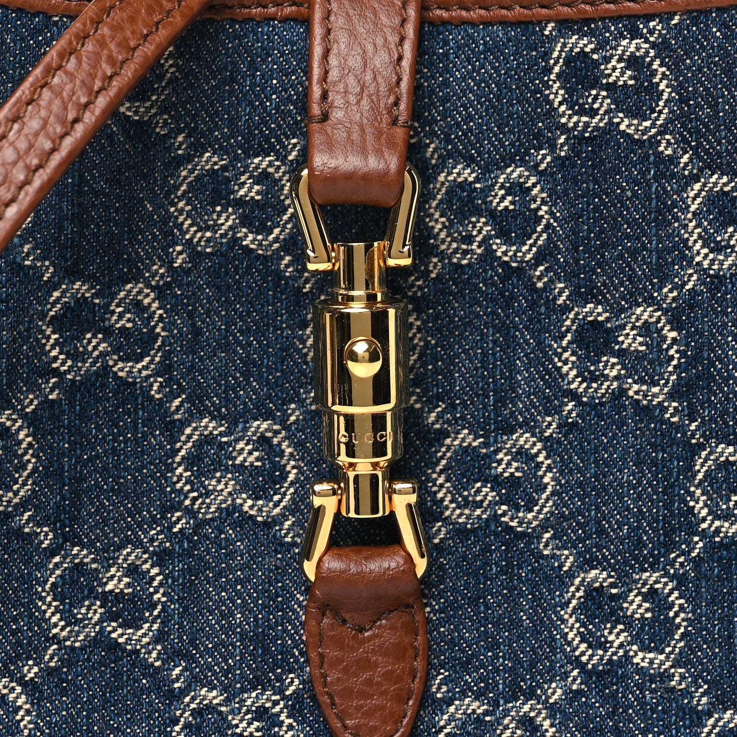 Gucci New Denim GG Monogram Calfskin Mini Jackie 1961 Hobo Blue Tea Cuir 8 of 10