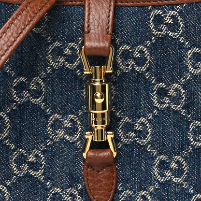 Gucci New Denim GG Monogram Calfskin Mini Jackie 1961 Hobo Blue Tea Cuir 8 of 10