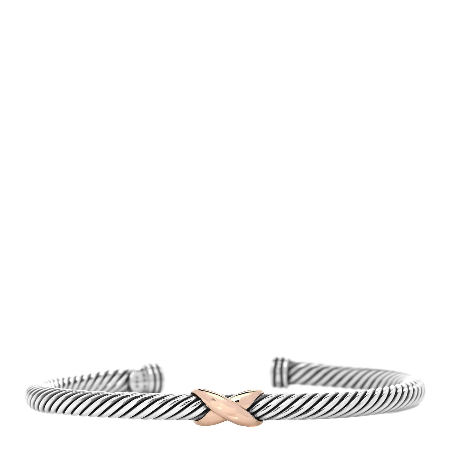 Sterling Silver 18K Yellow Gold 4mm X Station Cable Bracelet