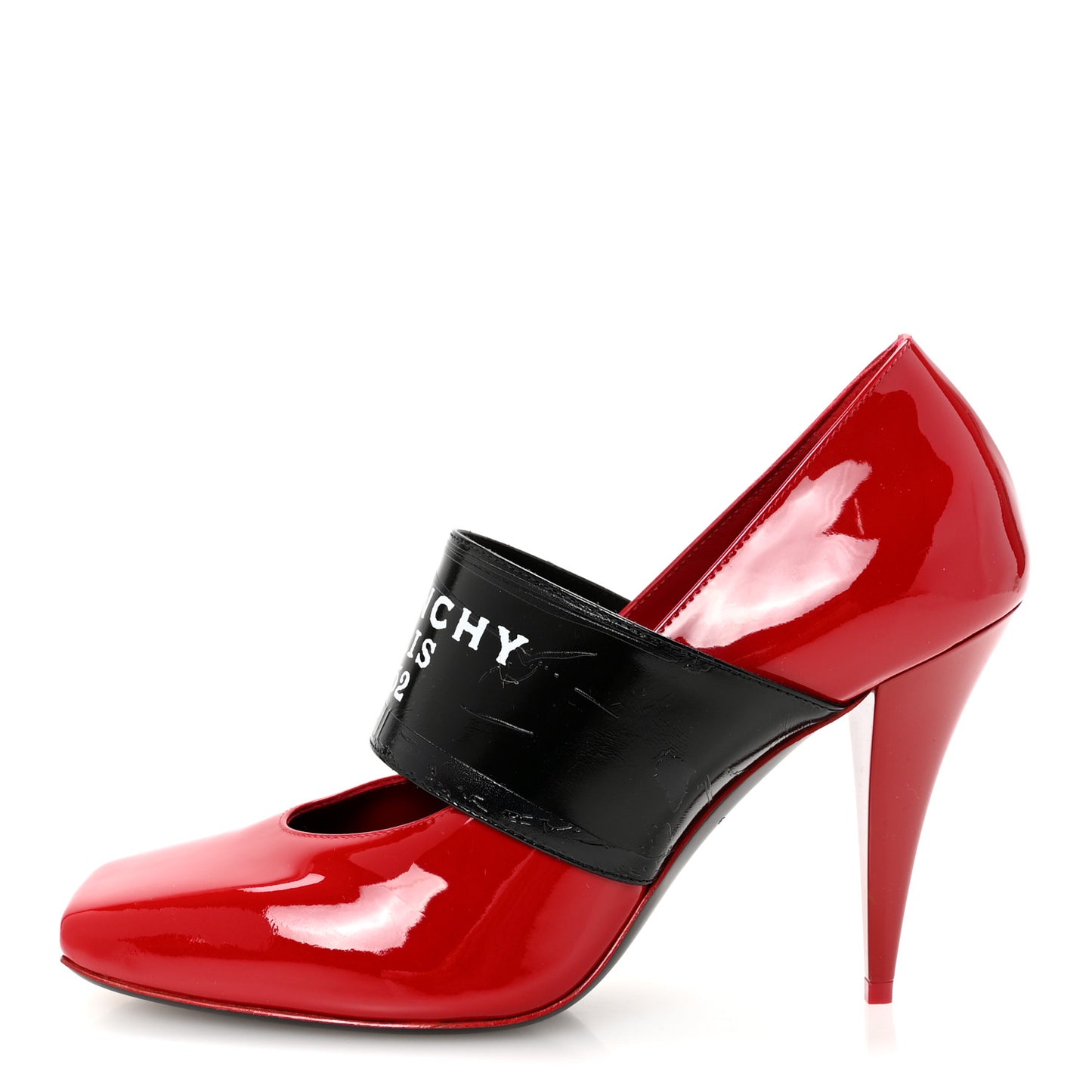 Patent Calfskin Square Pump 36 Deep Red