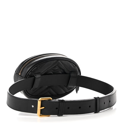 Gucci Calfskin Matelasse GG Marmont Belt Bag 85 34 Black 3 of 20