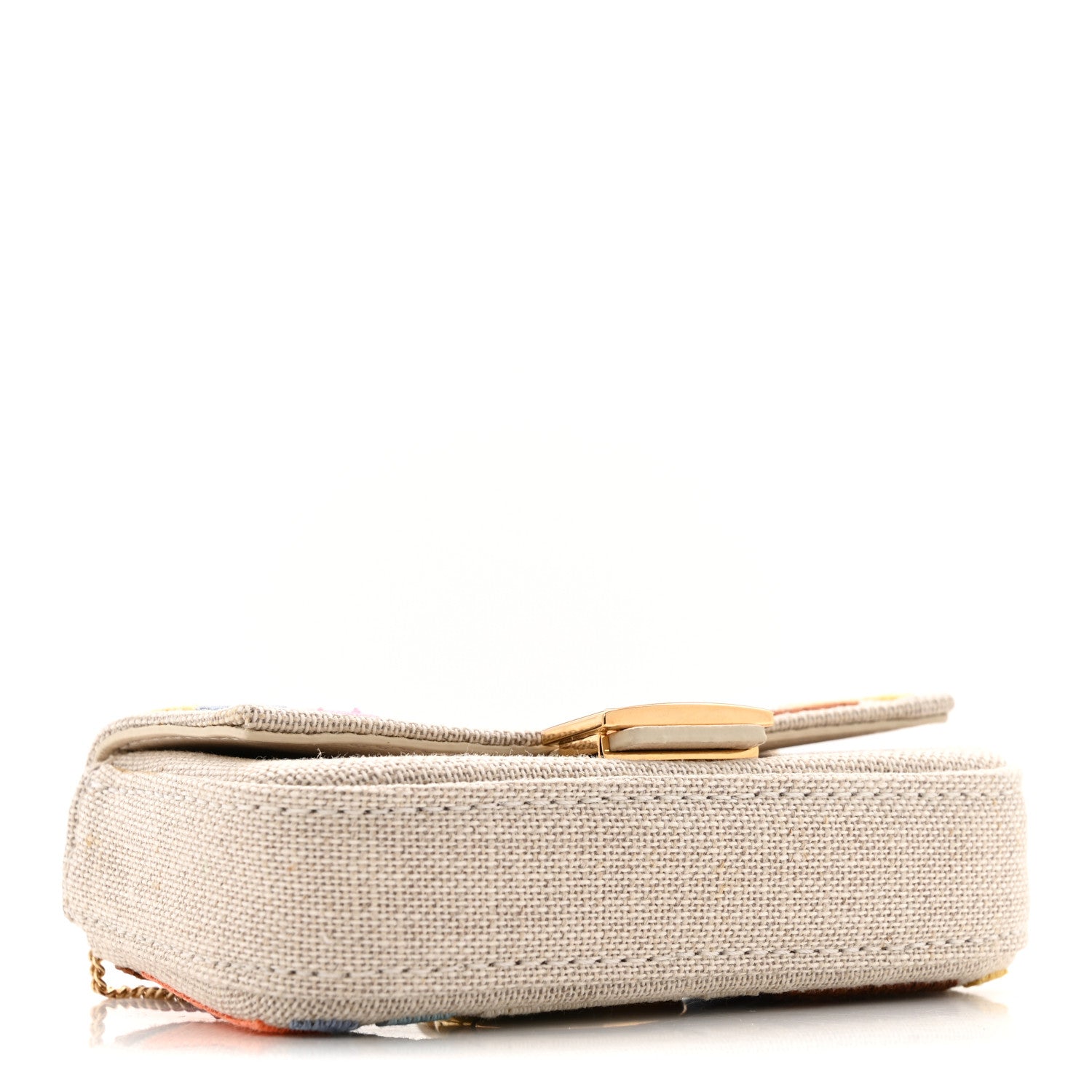 Fendi Kuban Canvas FF Embroidered Nano Baguette Charm Grezzo Multicolor 4 of 10