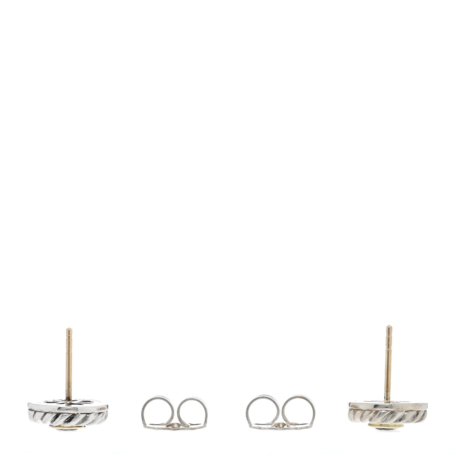 David Yurman Sterling Silver 14K Yellow Gold Amethyst Cookie Cable Earrings 3 of 4