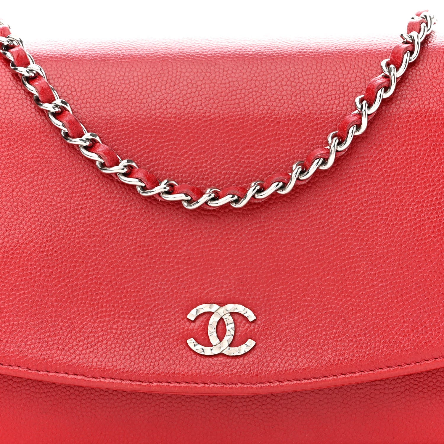 Chanel Caviar Sevruga Wallet on Chain WOC Red 8 of 14