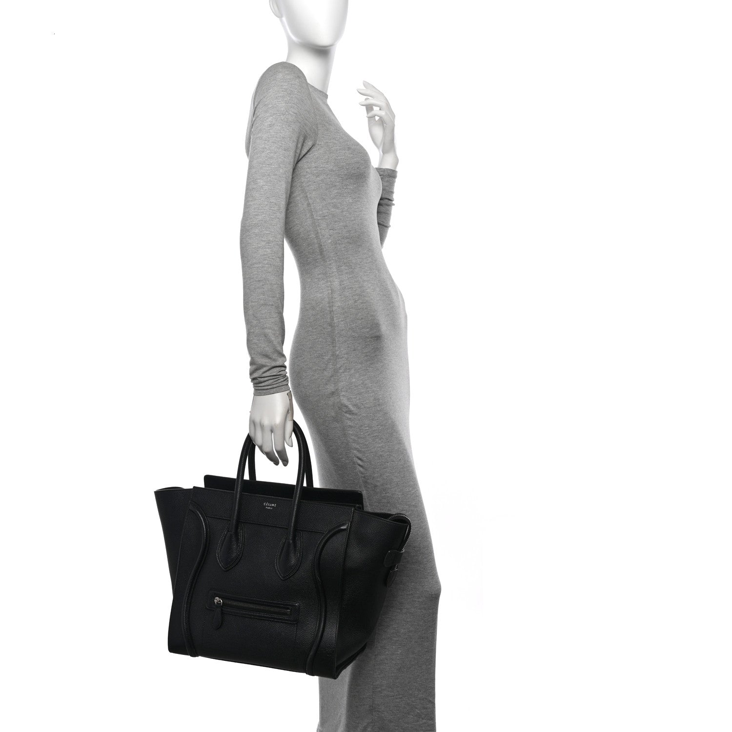 Celine Drummed Calfskin Mini Luggage Black 2 of 13
