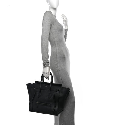 Celine Drummed Calfskin Mini Luggage Black 2 of 13