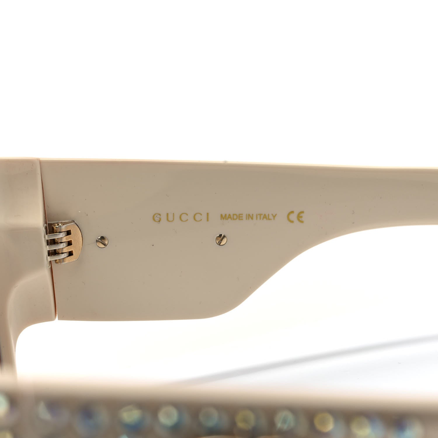 Gucci Acetate Crystal Oversize Hollywood Forever Sunglasses GG0144S Ivory 6 of 7