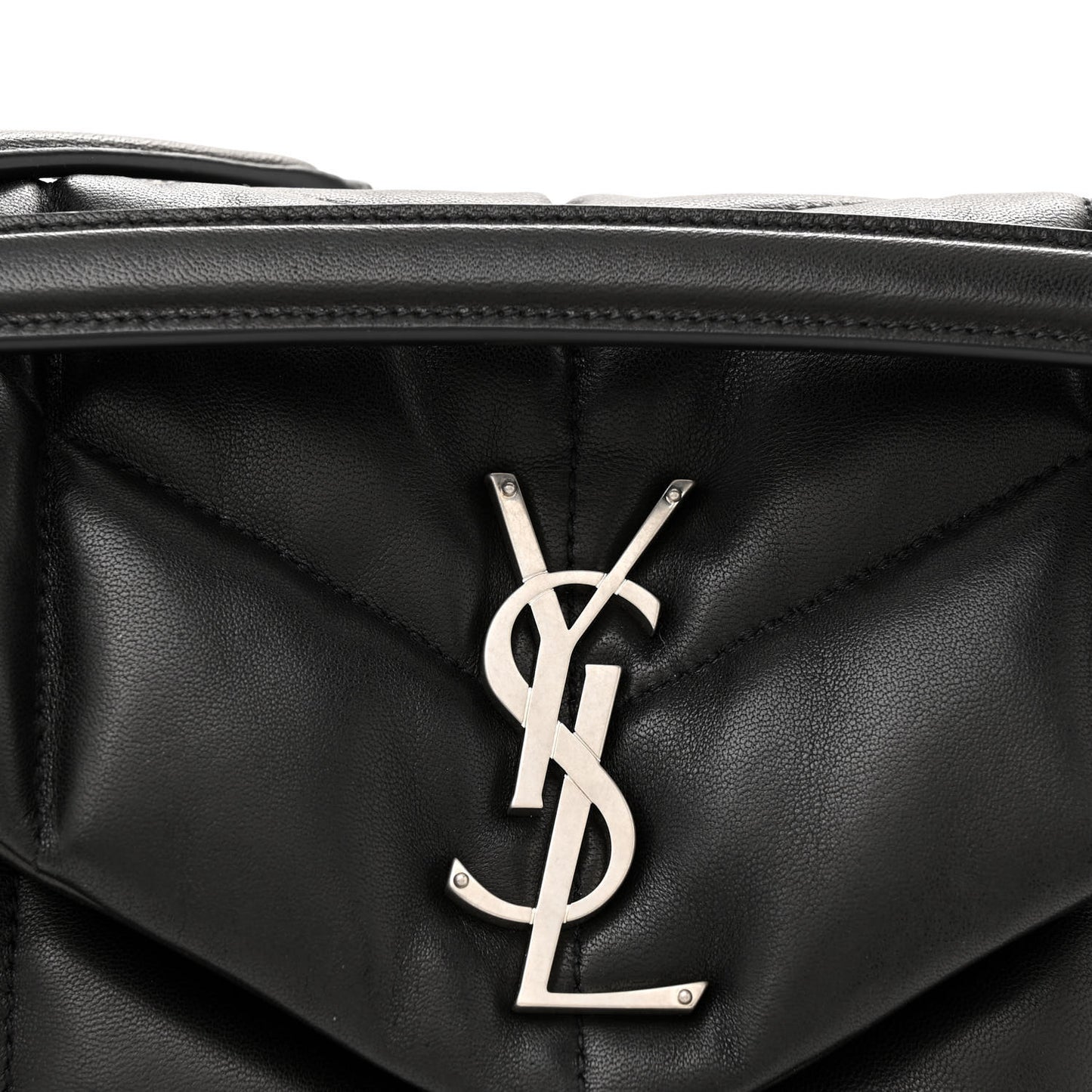 Lambskin Quilted Toy Loulou Puffer Monogram Chain Satchel Black