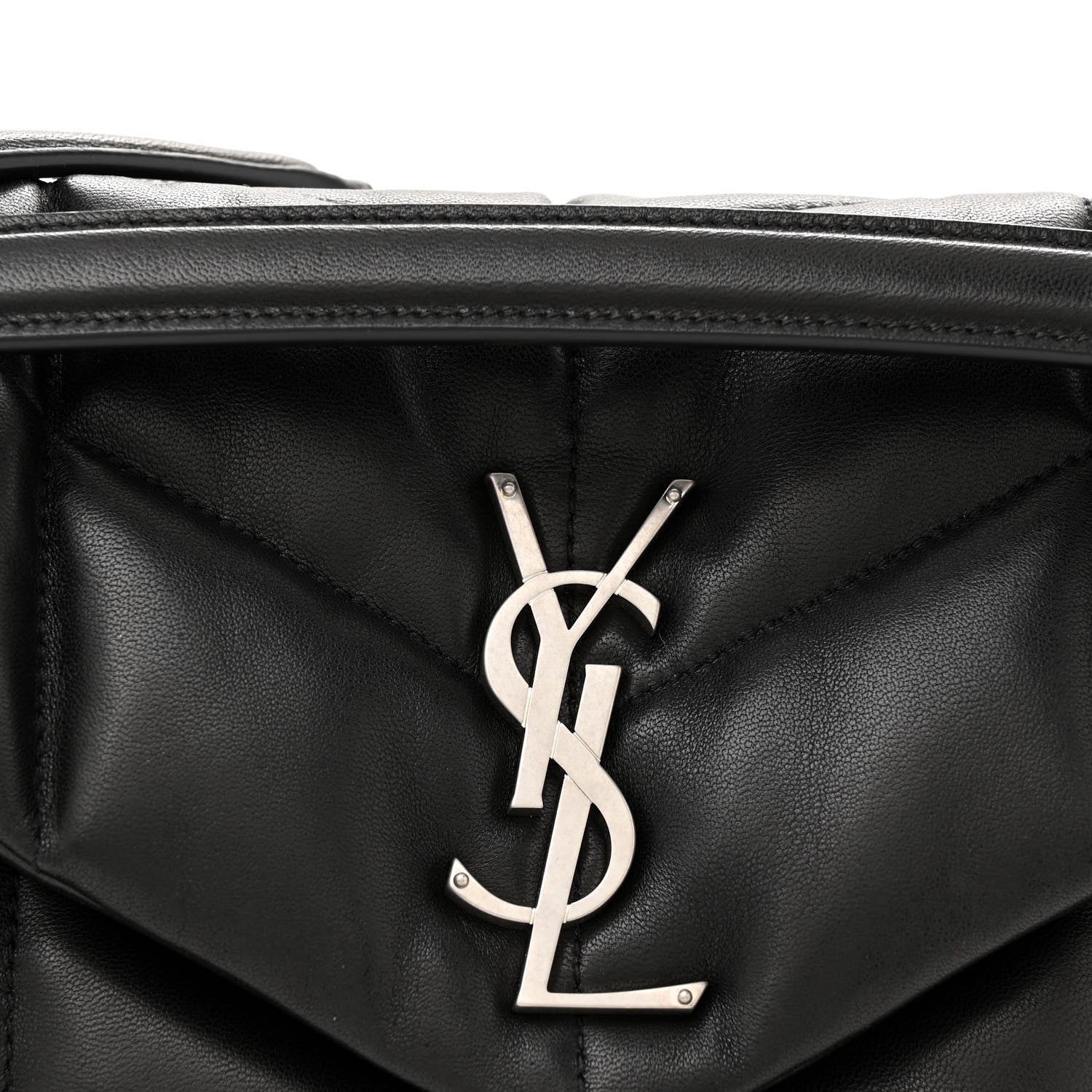 Saint Laurent Lambskin Quilted Toy Loulou Puffer Monogram Chain Satchel Black 8 of 11