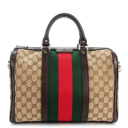 Gucci Monogram Vintage Web Medium Boston Dark Brown 1 of 7