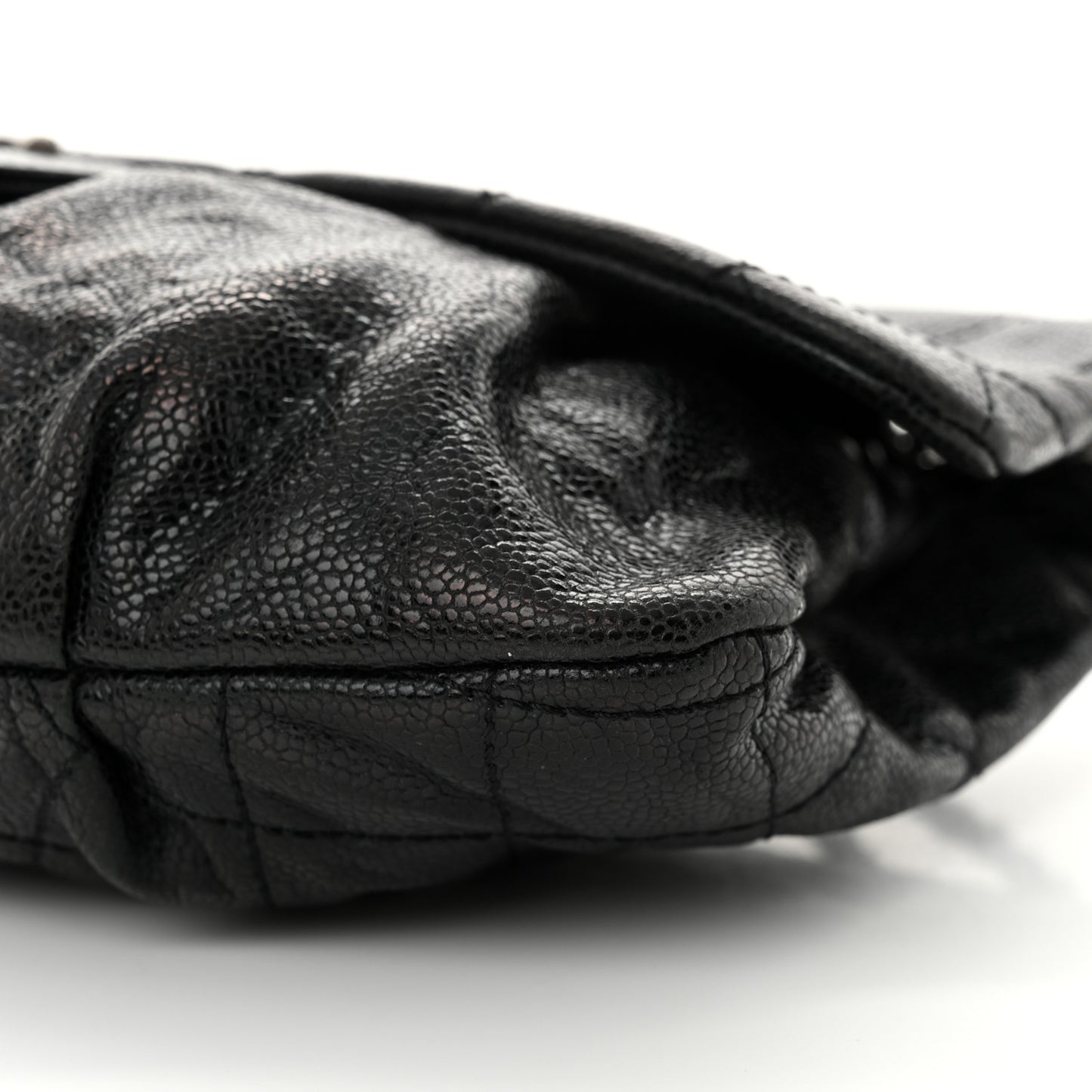 Caviar Quilted Medium Elastic Flap Black