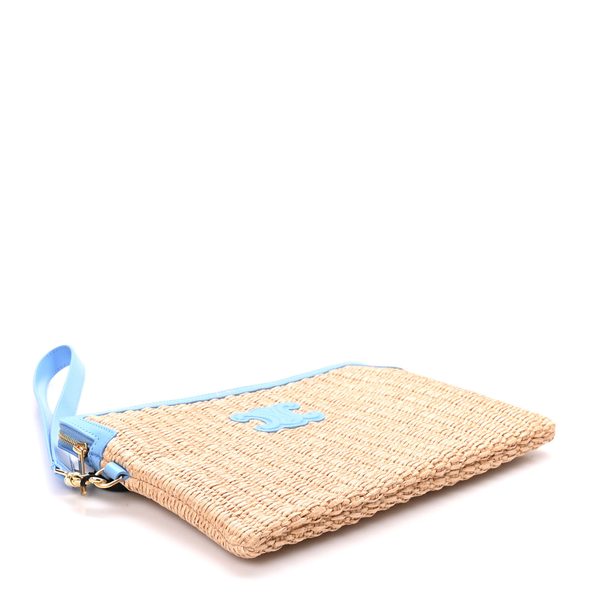 Celine Raffia Small Pouch With Strap Sky Blue 4 of 9