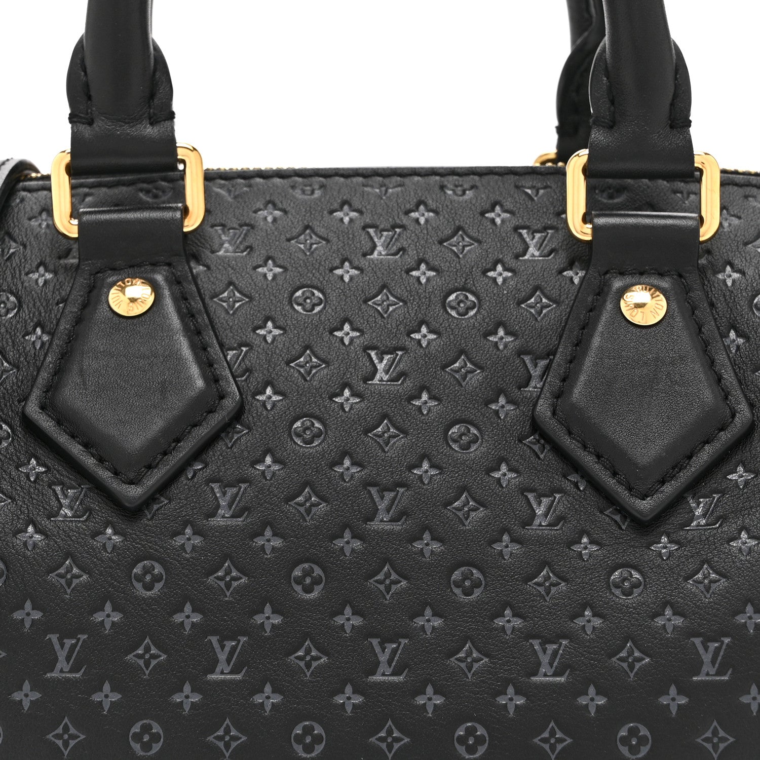 Louis Vuitton Calfskin Nanogram Embossed Speedy 20 Black 7 of 9