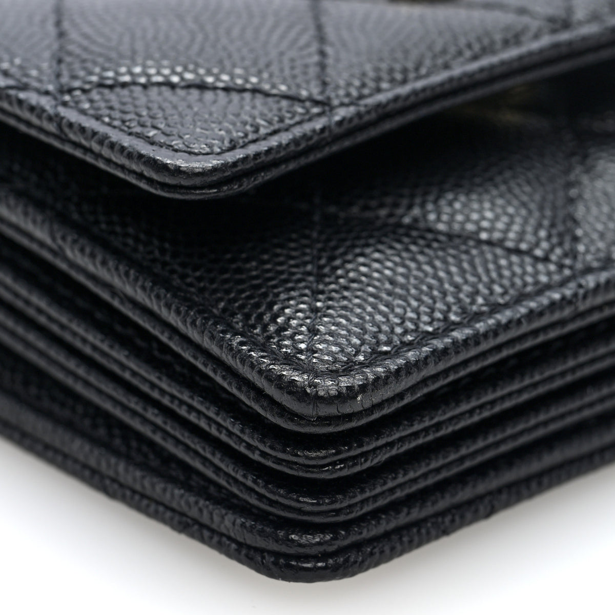 Chanel Caviar Quilted CC Stars Card Holder On Chain Black 9 of 10