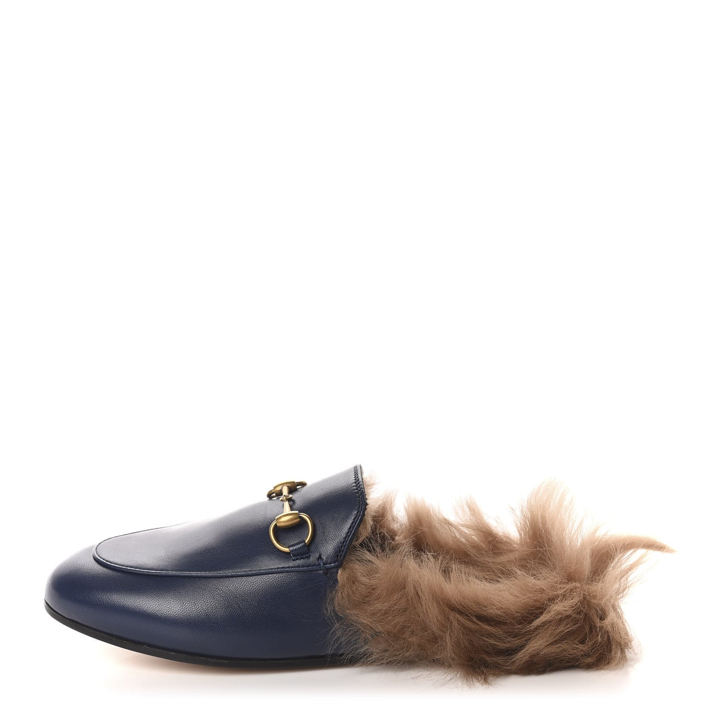Malaga Kid Fur Womens Princetown Slippers 36.5 Blue Agata