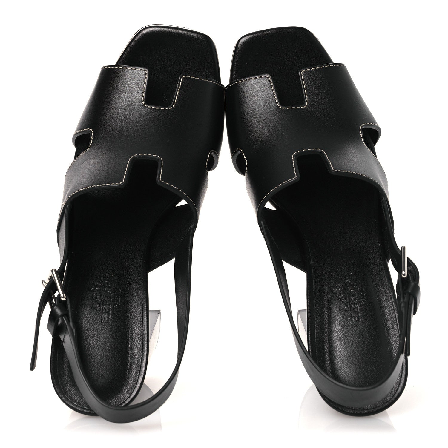 Hermes Calfskin Eris 90 Sandals 37 Black 2 of 12