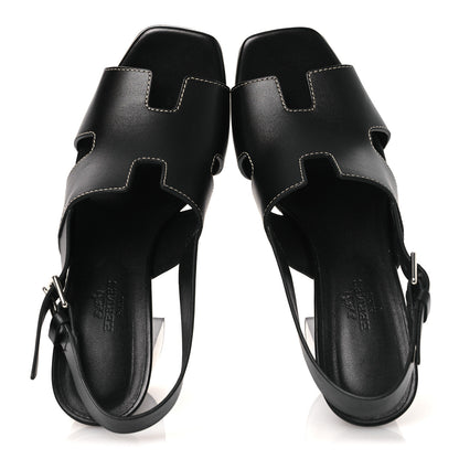Hermes Calfskin Eris 90 Sandals 37 Black 2 of 12