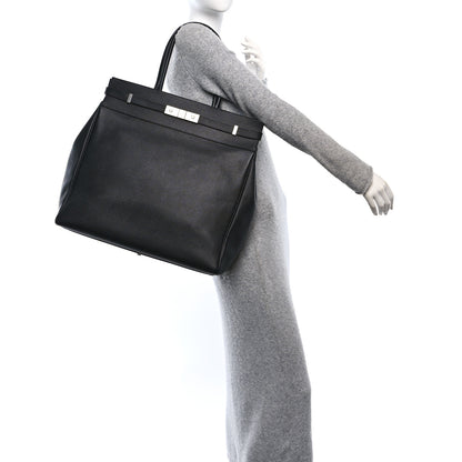 Saint Laurent Grained Calfskin Manhattan North South Shopper Tote Black 3 of 11