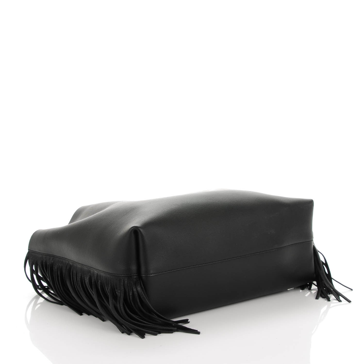 Saint Laurent Calfskin Large Fringe Shopping Tote Black 4 of 8