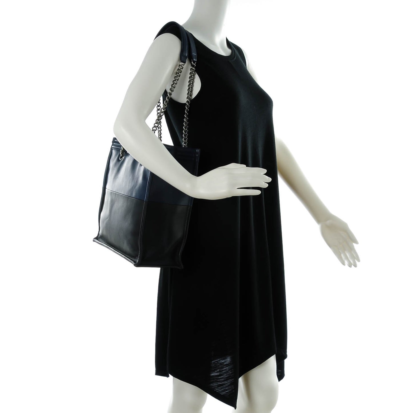 Calfskin Boy Shopping Tote Blue Black