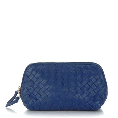 Bottega Veneta Nappa Intrecciato Cosmetic Case Cobalt 1 of 10