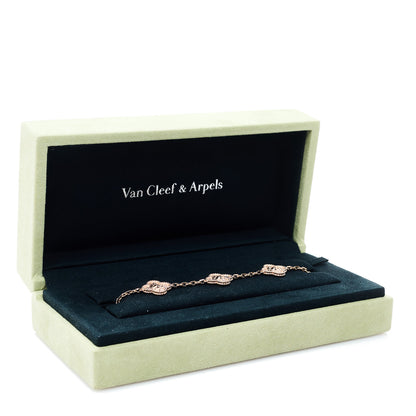 Van Cleef & Arpels 18K Rose Gold 5 Motifs Vintage Alhambra Bracelet 4 of 4