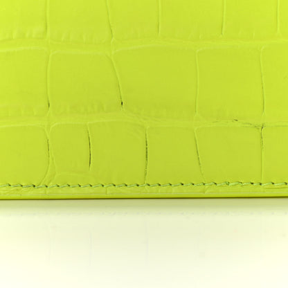Balenciaga Extra Supple Calfskin Crocodile Embossed Gossip Wallet On Chain Fluo Yellow 11 of 11