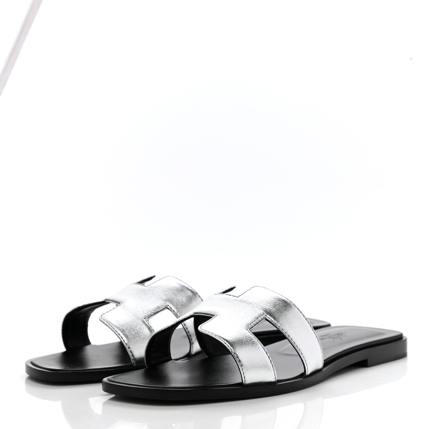 Hermes Metallic Nappa Calfskin Oran Sandals 38 Argent 3 of 9