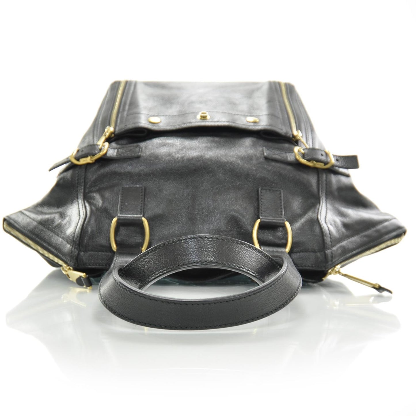 Leather Medium Downtown Tote Black